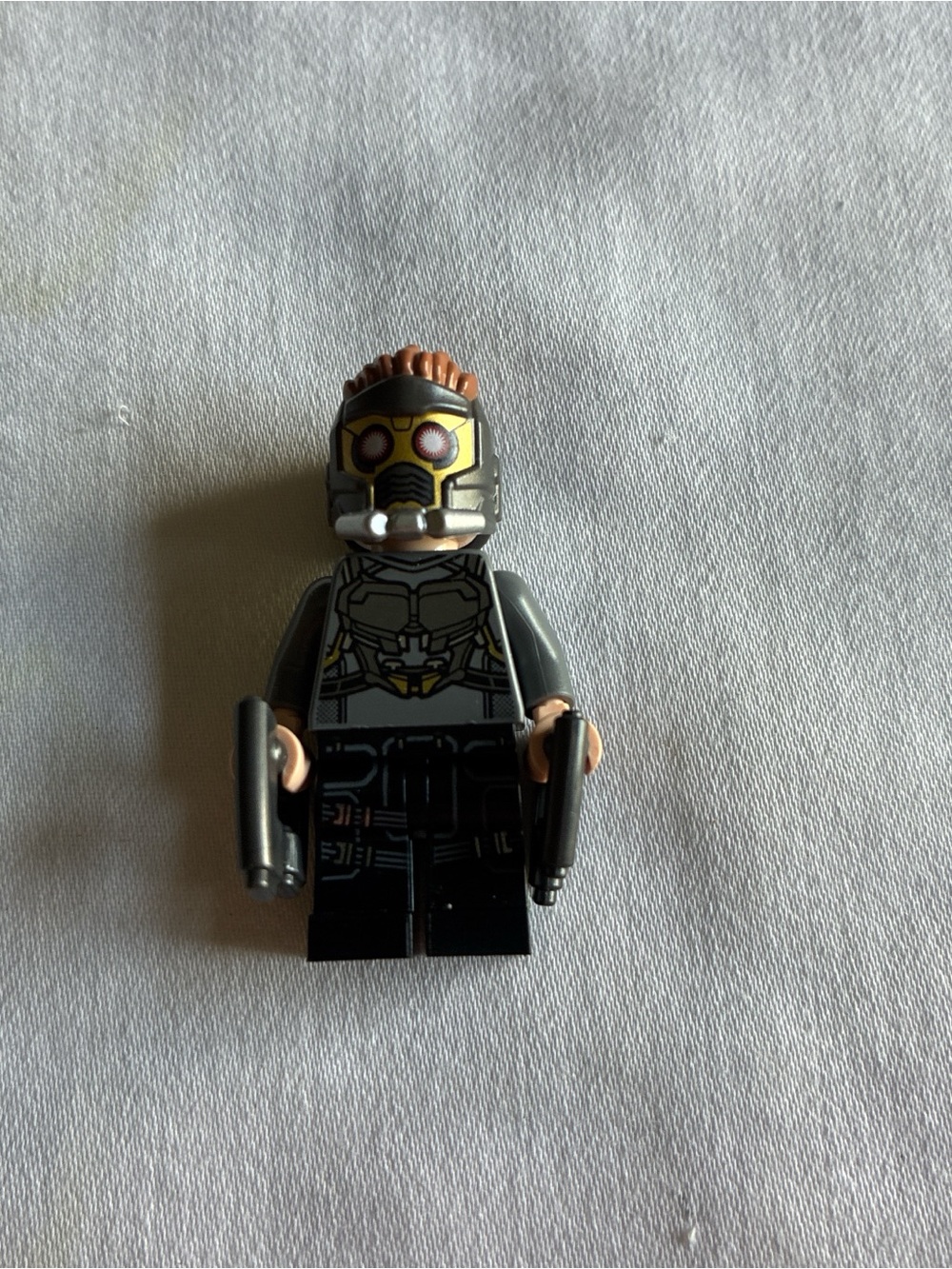 Lego Star Lord Sci-Fi Minifigure with Dual Blasters - Gray, Black & Brown